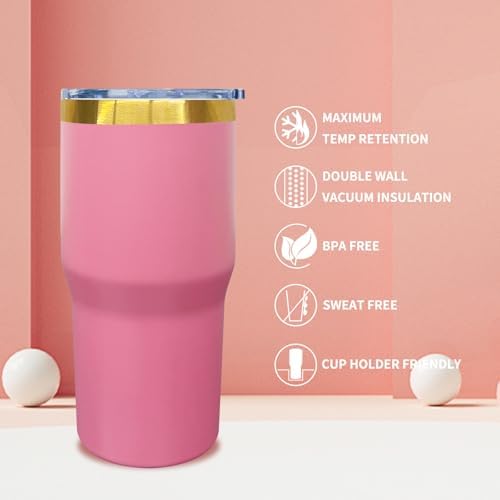 20 oz Tumbler Bulk Stainless Steel Tumblers with Lids and Straws Pink - Image 3