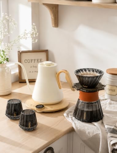 Cocinare Gooseneck Electric Kettle & Pour Over Coffee Set, ±1°F Temperature Control, 1500W 0.9L Kettle, Coffee Dripper, 550 ml / 18.6 oz Server & 2 Tasting Cups - Image 2