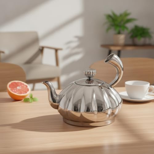 Stainless Steel Teapot Mirror-Polished Culinary Pot Grade Kitchenware for Hosts, Countertop - Image 4