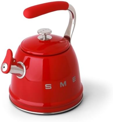 SMEG Stovetop Whistling Kettle – 50s Retro Style, 2.3 Liter (10 Cup / 2.4 Quart) Stainless Steel Tea Kettle with Iconic Design & Whistle – Premium Kitchen Statement Piece-Red - Image 3