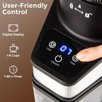 Conical Burr Coffee Grinder, Electric Espresso Machine w/ 60 Grind Settings, 1-8 Cups Capacity & 1-60s Timer, Brush & Tong, Anti-Static, Stainless Steel Coffee Bean Grinder for Home Office - Image 4