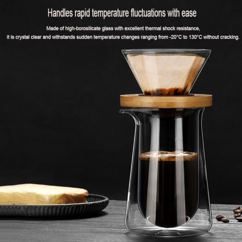 13oz Double Wall Glass Pour Over Coffee Maker Set,Plastic Free Borosilicate Glass Drip Coffee Maker,400ML Portable Mini Single Serve Hand Brew Coffee Pot for Home Office Camping,Ideal Coffee Gift - Image 5