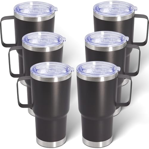 20 oz Tumbler with Handle and Lid Insulated Travel Coffee Mug Grey 6P by ATQTQ