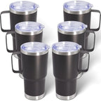 20 oz Tumbler with Handle and Lid Insulated Travel Coffee Mug Grey 6P by ATQTQ