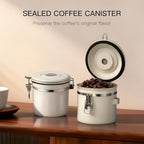 MEGAWISE Coffee Canister, 2.8L Airtight Stainless Steel Coffee Container with CO2 Valve, Date Tracker, Locking Lid, 304 Inner Bowl for Coffee Beans, Grounds, Tea, Sugar, Cream White - Image 3
