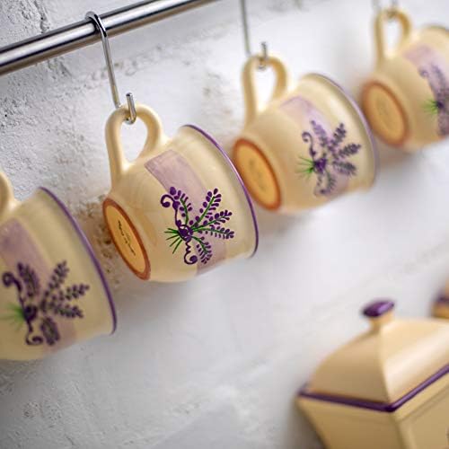 City to Cottage Handmade Lavender Floral Purple And Cream Ceramic 8.4oz/250ml | Cappuccino, Coffee, Tea Cup and Saucer, Unique Designer Pottery for Tea Lovers - Image 6