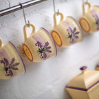 City to Cottage Handmade Lavender Floral Purple And Cream Ceramic 8.4oz/250ml | Cappuccino, Coffee, Tea Cup and Saucer, Unique Designer Pottery for Tea Lovers - Image 6