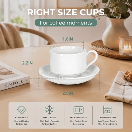 8 Ounce Cappuccino Cups Set of 4, White - Image 2