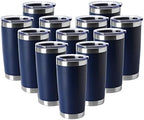HASLE OUTFITTERS 20oz Tumblers Stainless Steel Mugs with Lid Double Wall Vacuum Insulated Coffee Cups for Cold & Hot Drinks (20oz-Navy, 12 Pack) by HASLEOUTFITTERS