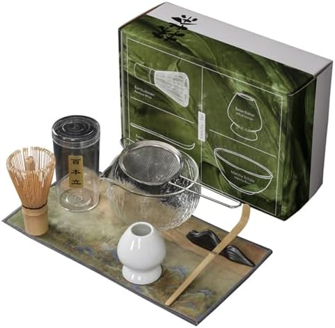 7PCS Matcha Whisk Set with Bowl Sifter Holder Spoon, Complete Matcha Tea Kit for Tea Lovers by Wedhapy