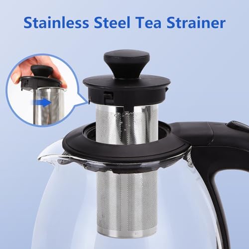 Taylor Swoden Electric Kettle with Tea Infuser, 1L Small Electric Tea Kettle with Keep Warm, LED Light Hot Water Boiler & Heater for Coffee & Teas, Auto Shut-Off & Boil Dry Protection, BPA Free, Black - Image 4