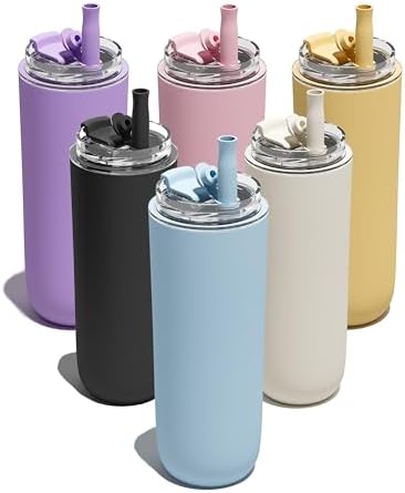 6 Pack 16 oz Insulated Coffee Tumblers, Travel Coffee Tumblers with Straw by UIRZOTN