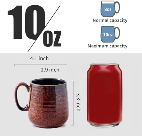 HASENSE 8 oz Ceramic Espresso Mugs Set of 4, Small Coffee Cups with Handle - Image 3
