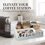 Coffee Bar Organizer Countertop, White Wood Coffee Station Caddy Tray,White - Image 2