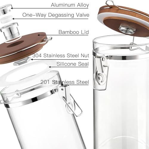Danmu Coffee Bean Storage 45 oz with Bamboo Shelf,Coffee Canister 2 Pack - Image 2