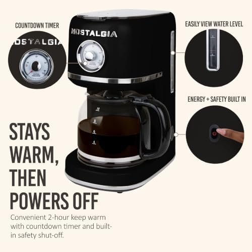 Nostalgia Classic Retro 10 Cup Coffee Maker, Black - Image 5