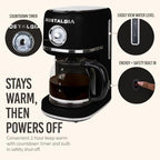 Nostalgia Classic Retro 10 Cup Coffee Maker, Black - Image 5