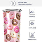 Sweet Donuts Insulated Tumbler Coffee Mug Double Wall Vacuum Travel Mug with Straw and Lid Stainless Steel 20 oz - Image 4