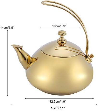 Stainless Steel Tea Kettle, 1.5 Litre Coffee Maker Pot, Whistling Teapot with Removable Handle and Mesh Strainer, for ALL Stovetops, for Milk Tea, Coffee, etc (Golden) - Image 7