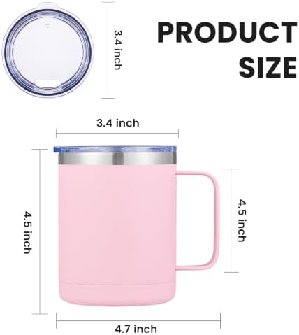 MEWAY Coffee Mug With Handle,Coffee Tumbler,Coffee Cup… (32, Pink) - Image 3