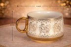 Porcelain 6 Piece Tea Cup Set, Aesthetic Classic Teaware Set for Home, Kitchen Decor & Gifting (Gold Leaf) tea set cup - Image 3