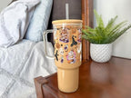 Halloween Fall Coffees 40oz Glass Tumbler with Handle, Lid and Straw - Image 2