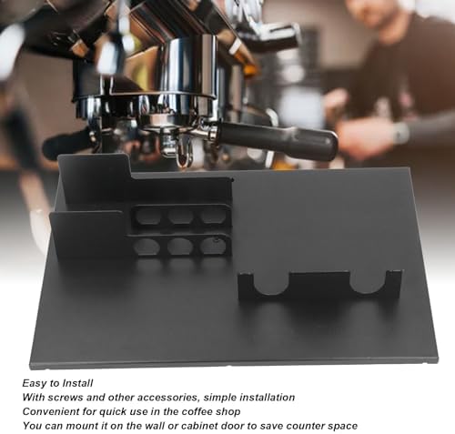 Yosoo Wall Tamper Portafilter Holder Coffee Station Organizer, Space Saving Wall Mount Rack with Organizer Box and Hooks, Sturdy Iron Material for Bar Home Office, Easy to Install - Image 4