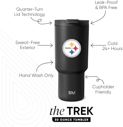 Simple Modern Pittsburgh Steelers Tumbler with Flip Lid, Straw 30oz | NFL - Image 2