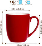 Large Ceramic Coffee Mugs Set of 6 16oz(475ml) Tea Cups Idea Gifts Red - Image 2