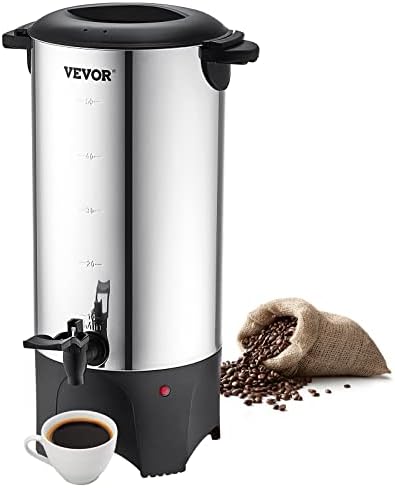VEVOR Commercial Coffee Urn, 50 Cups/7.5L Stainless Steel Large Coffee Dispenser, 1000W 110V Electric Coffee Maker Urn For Quick Brewing, Hot Water Urn with Detachable Power Cord for Easy Cleaning by VEVOR