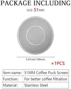 Compatible withPuck Screen 51/53/58mm Reusable Puck Screen For Espresso Portafilter Stainless Steel Screen Filter Compatible With Espresso(1PCS 51MM) - Image 2