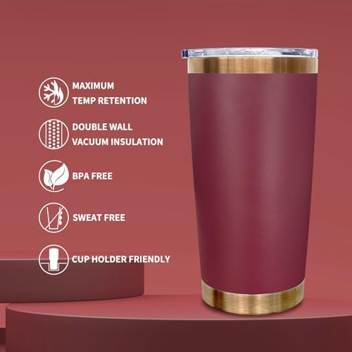 20 oz Tumbler Bulk Stainless Steel Tumblers with Lids and Straws Red - Image 3