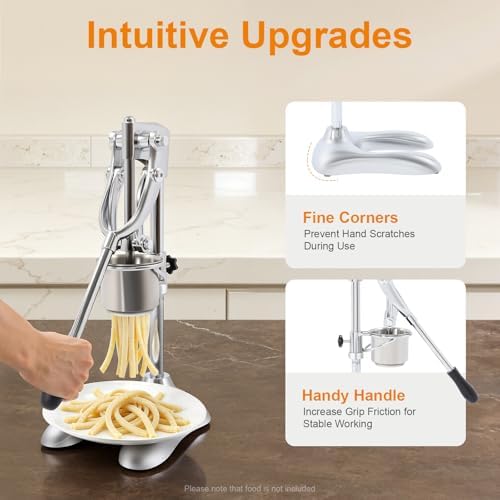 Stainless Steel Manual French Fry Press, Long Potato Cutter for Homemade Fries, Heavy Duty Fry Squeezer for Kitchen, Easy Clean Tool for Home Cooks and Fry Lovers - Image 4