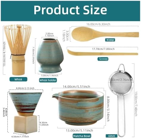 8PCS Matcha Set With Ceramic Bowl Whisk Teaspoon Tea Sets Tea-making Tools Accessories(Sky Cyan) - Image 6