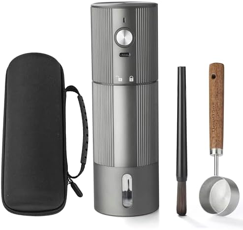 Portable Electric Burr Coffee Grinder, Stainless Steel Burrs,Grey by Unknown