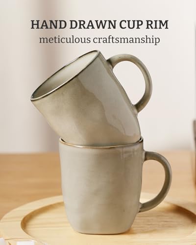 famiware Coffee Mugs Set of 6, Ocean Square 13oz Coffee Cup Set with Handle - Image 6