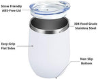 MEWAY 12oz/8 Pack Wine Tumbler Glasses with Lid - Stemless Double Wall Vacuum Stainless Steel Travel Tumbler - Keeping Cold & Hot for Wine,Coffee,Cocktails,Drinks-Family and Gifts (White,Set of 8) - Image 2