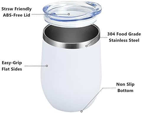 MEWAY 12oz/8 Pack Wine Tumbler Glasses with Lid - Stemless Double Wall Vacuum Stainless Steel Travel Tumbler - Keeping Cold & Hot for Wine,Coffee,Cocktails,Drinks-Family and Gifts (White,Set of 8) - Image 2