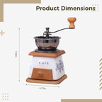 Manual Vintage Ceramic Burr Coffee Grinder with Wooden Base and Drawer, Mini Coffee Grinder with Stainless Steel Bowl and Floral Cafe Pattern, Hand Crank for Home Kitchen, Travel, Office - Image 3