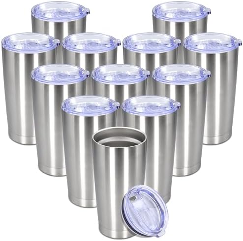 20 oz Tumbler Insulated Tumblers Stainless Steel Coffee Mug,SS 12PCS by Providethebestproducts