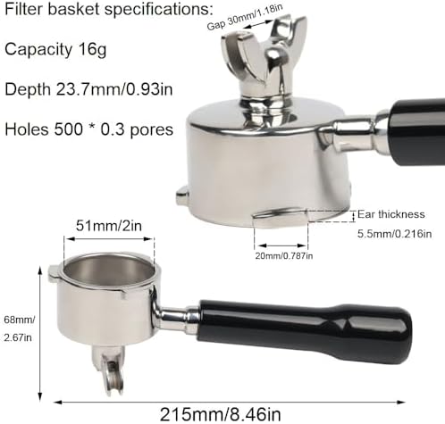 51mm Portafilter 3 Ears with Double Spout for Delonghi Dedica EC680/685 - Image 4
