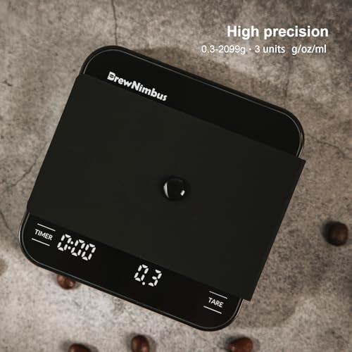 Mini Coffee Scale with Timer, 2kg/0.1g High Precision Scale for Espresso & Pour-Over, Portable Digital Kitchen Scale, 4 Modes & 3 Units, USB Charging, Tempered Glass Platform, Black - Image 3