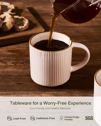 famiware Coffee Mug Set of 4, Star 12 oz Ceramic Mugs Cups Set with Handle - Image 6