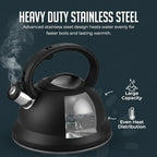Whistling Tea Kettle, 2.2qt Stainless Steel Stove Top Kettle with Cool-Touch Handle, Durable, Fast Boil Tea Pot for Gas or Electric Stove - Image 3