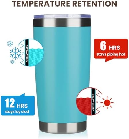 MEWAY 20oz Tumbler 12 Pack Double Wall Vacuum Insulated Travel Mug Bulk, Stainless Steel Tumblers with Lid and Straw, Durable Powder Coated Coffee Cups for Cold & Hot Drinks (Blue, 12) - Image 6