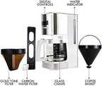 Kenmore drip Coffee Maker - 12 Cup programmable cafe machine with glass pot, regular & bold brew, auto shut off large water reservoir, reusable filter, kitchen appliances for cafeteria barista, White - Image 6