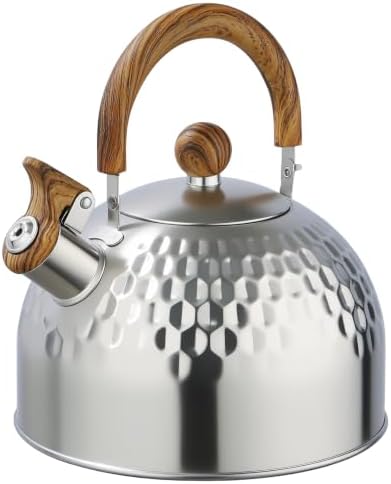Phyllia Tea Kettle -2.5 L Whistling Tea Kettle for Stove Top Stainless Steel Tea Pot Stovetop Food Grade Water Kettle with folding Handle for Coffee Tea Milk Hot Water Kettle Pot -Silver by Phyllia
