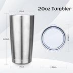 StarSpeed 6 Pack 20oz Stainless Steel Travel Coffee Tumbler,Silver - Image 2