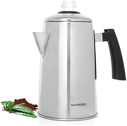 Mixpresso 12 Cup Coffee Percolator Stovetop, Stainless Steel Coffee Pot by Mixpresso
