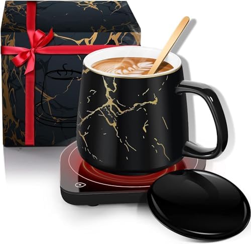 Coffee Mug Warmer & Mug Set, Coffee Cup Warmer with 2 Temperature Settings, Electric Coffee Warmer for Desk Auto Shut-off, Candle Warmer Coffee Warmer with Mug Set for Christmas & Birthday Gifts by NBBRDDN